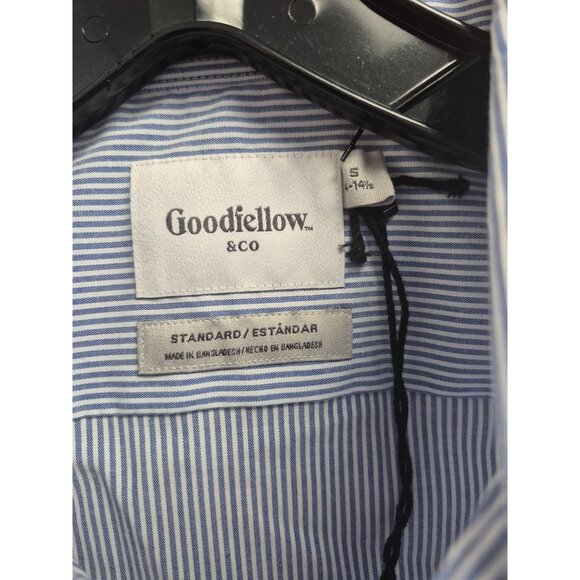 Goodfellow‎ & Co Long Sleeve Blue & White Striped Standard Fit Dress Shirt S - Picture 3 of 9